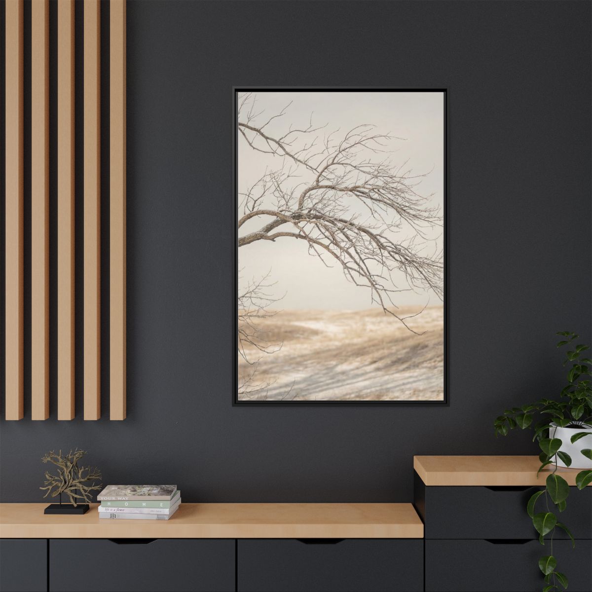 Matte Canvas, Framed - Winter Branch Solitude Landscape —......