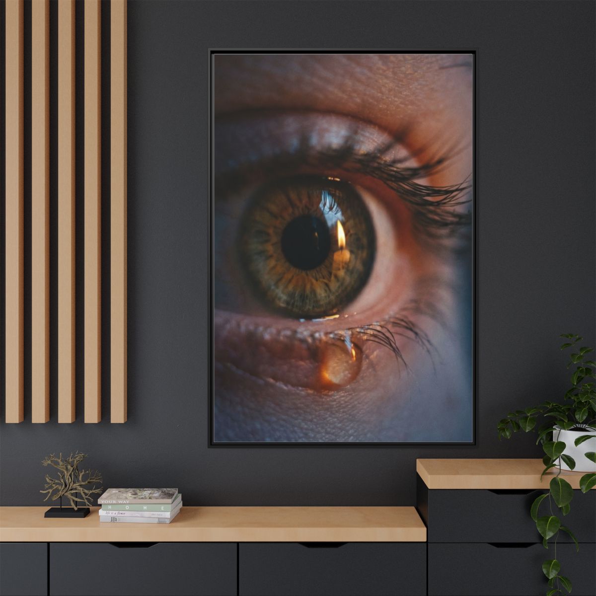 Matte Canvas, Framed - Amber Iris Reflection Fine Art Print...