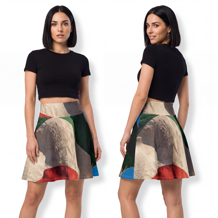 Women's Skater Skirt - Vintage Persian Lion and Sun Flag Art