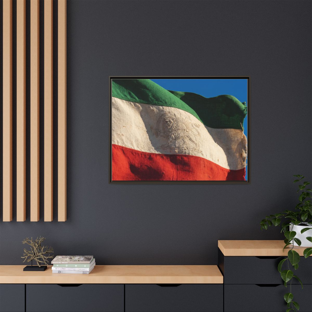 Framed Canvas Art - Distressed Flag — Espresso / 1.25"