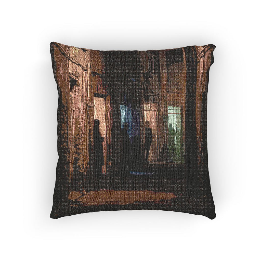 Woven Pillow - Textured Night Corridor | Echovira Gallery