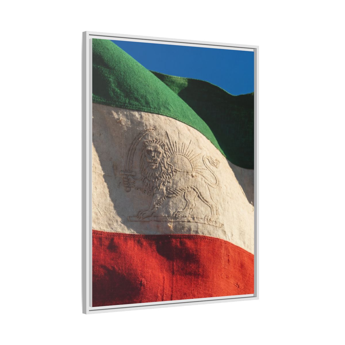 Framed Canvas Art - Distressed Flag — White / 1.25"