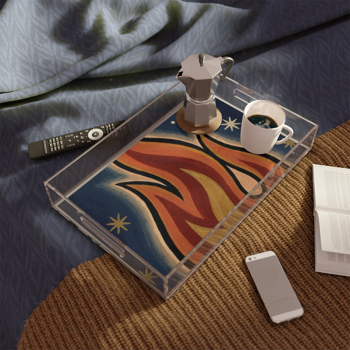 Acrylic Serving Tray - Celestial Hearth Folk Flame |...