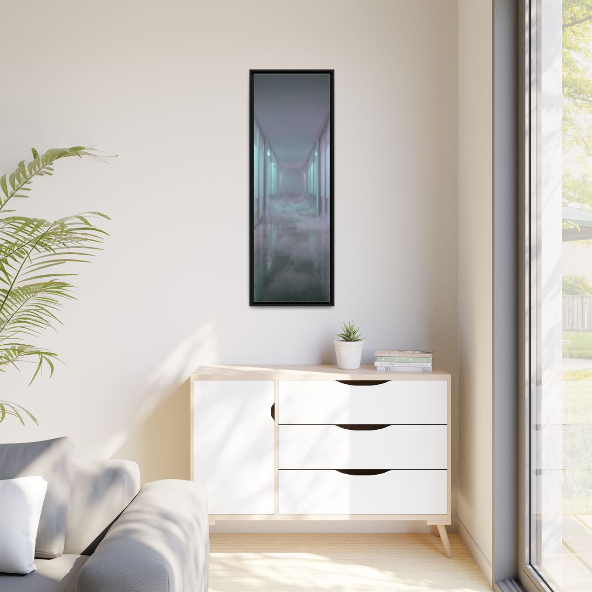 Matte Canvas, Framed - Liminal Corridor Fog Art Print —... |...