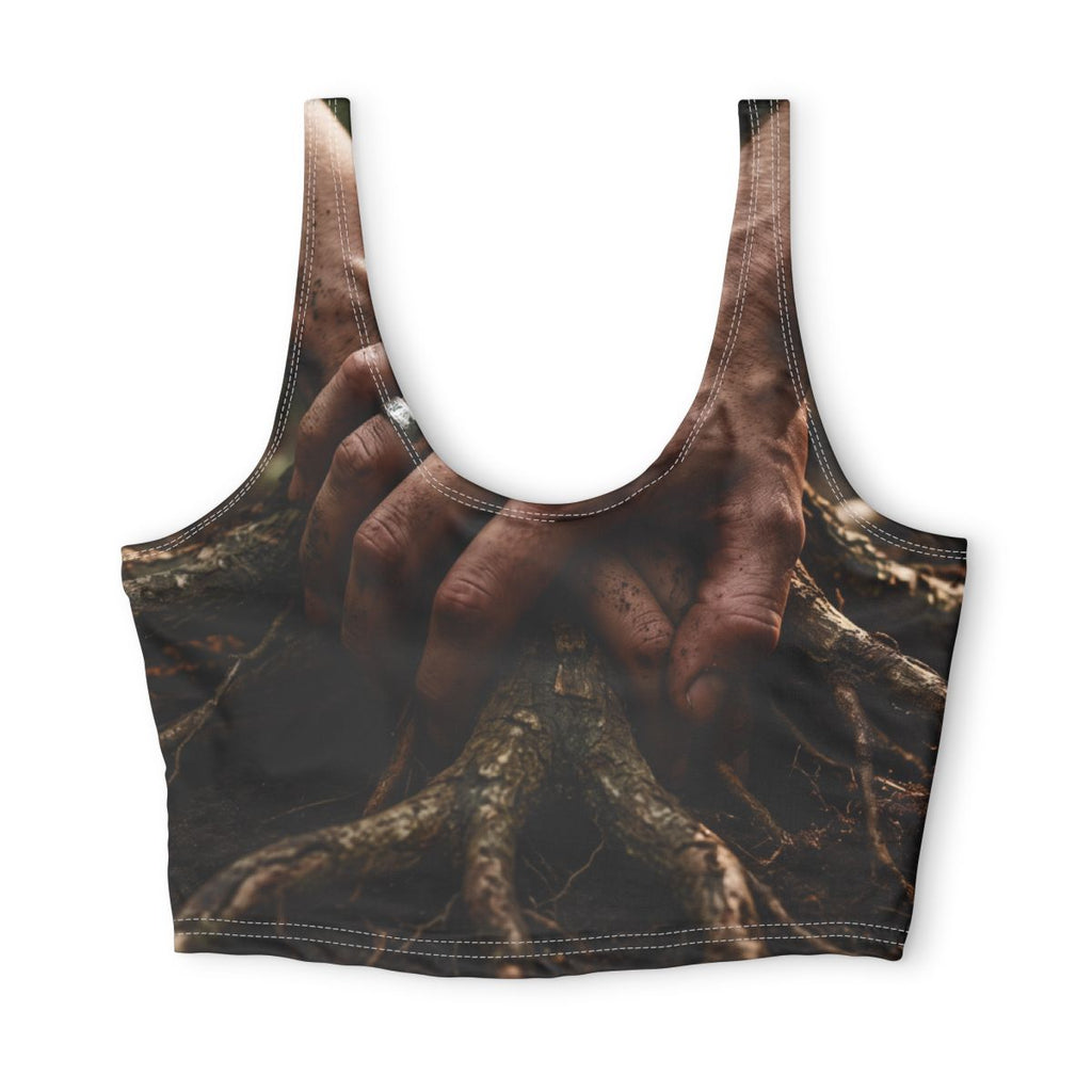 Forest Roots Sports Bra with Earthy Art