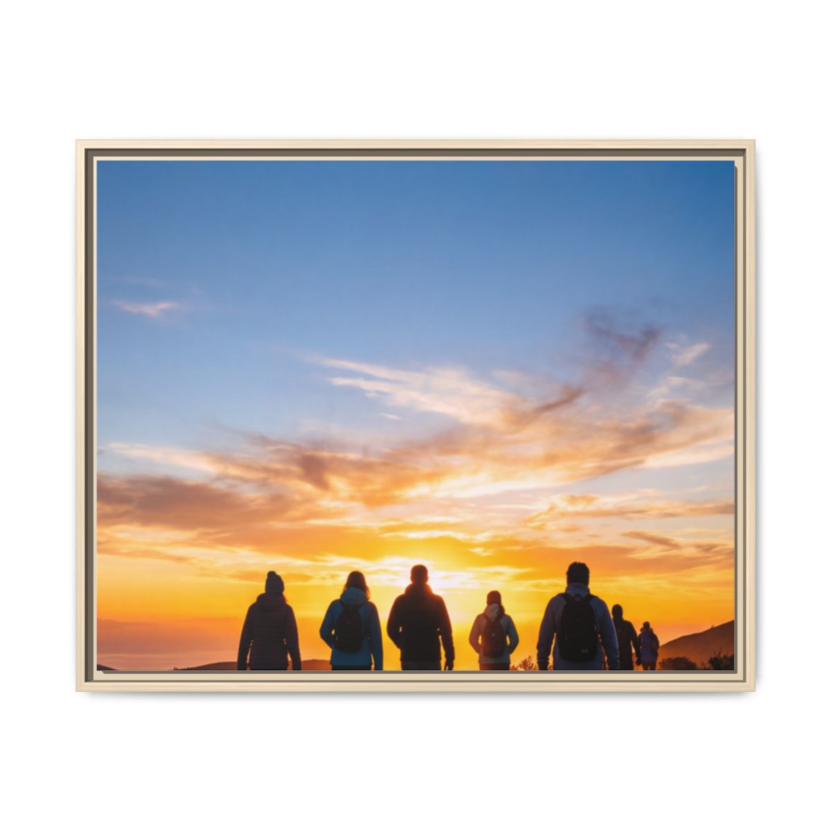 Framed Canvas - Sunset Silhouette — Natural / 1.25"