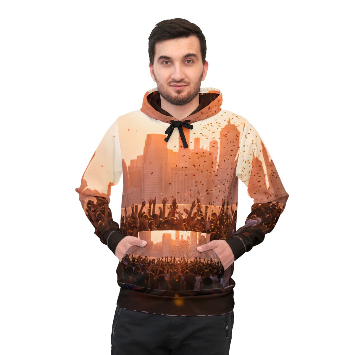 Men's Athletic Hoodie - City Lights Festival | Echovira...