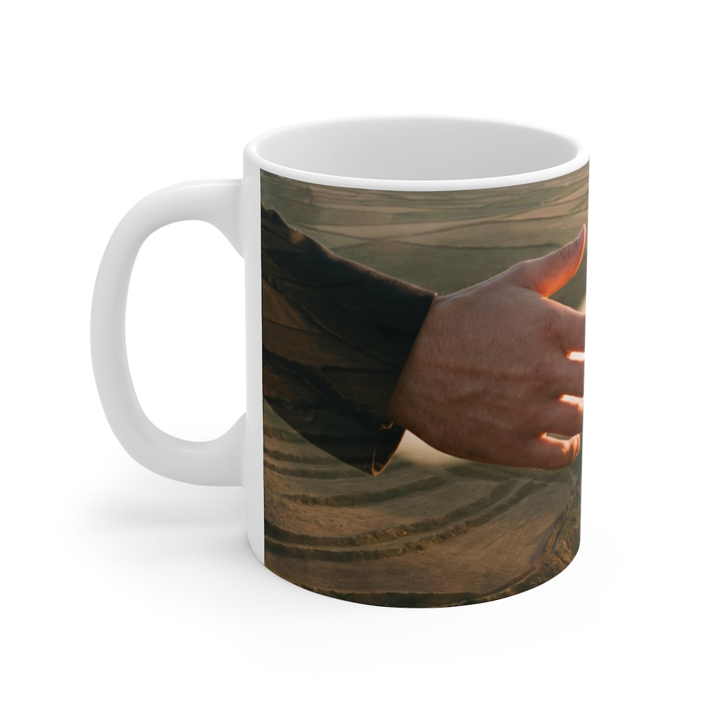 11oz White Mug - The Infinite Touch | Ethereal Coastal Art |...