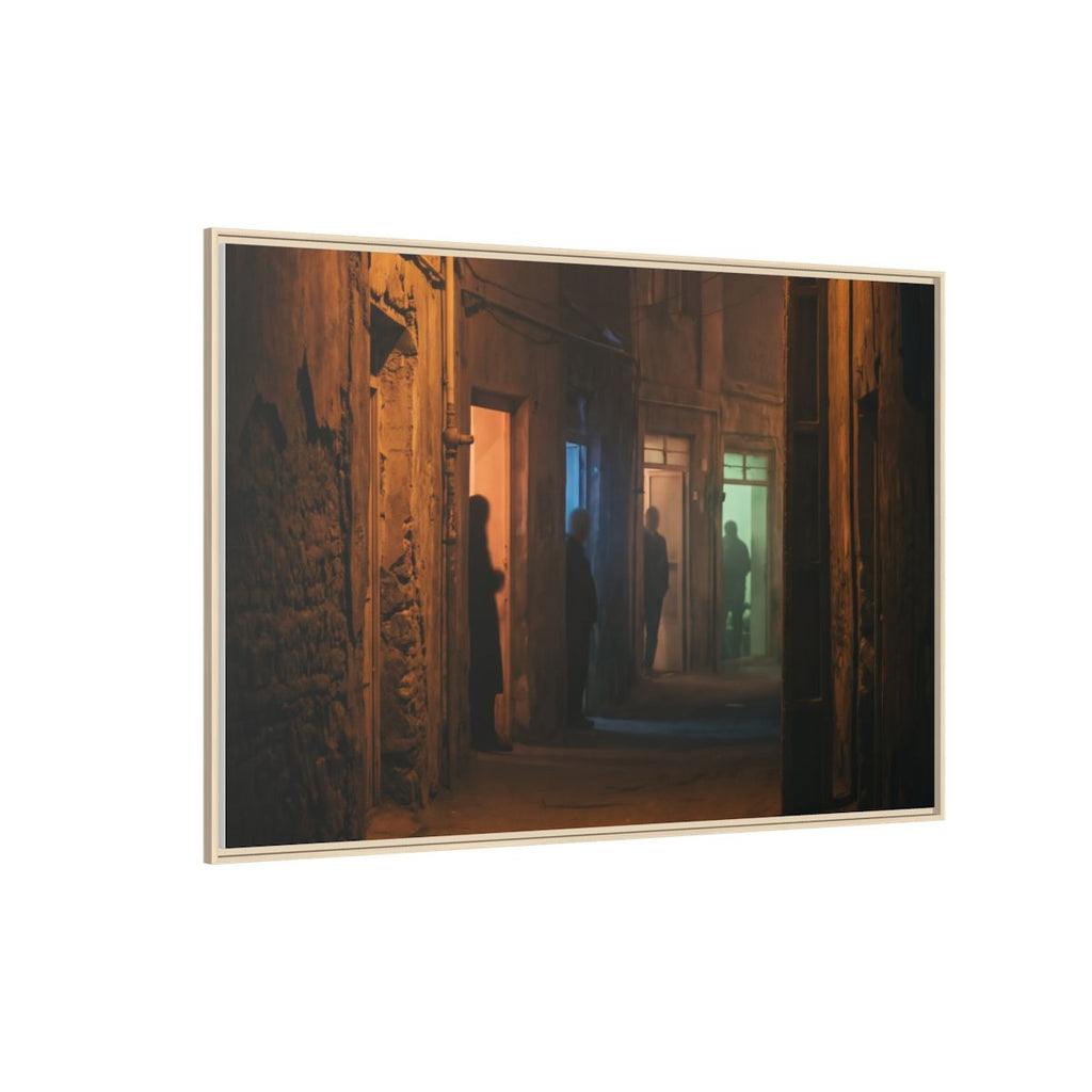 Matte Canvas, Framed - Shadowed Alleyway Mystery Art Print (10×8, 12×9, 14×11, 16×12, 20×10, 18×12, 20×16, 24×16, 24×18, 36×12, 24×20, 32×16, 30×20, 30×24, 32×24, 48×16, 36×24, 48×24, 40×30, 60×20, 48×32, 60×30 & 60×40)