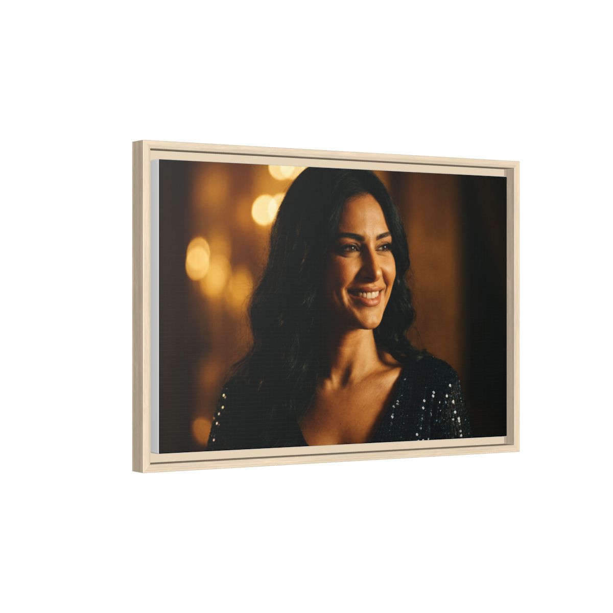 Framed Canvas Art - Golden Glamour — Natural / 1.25"