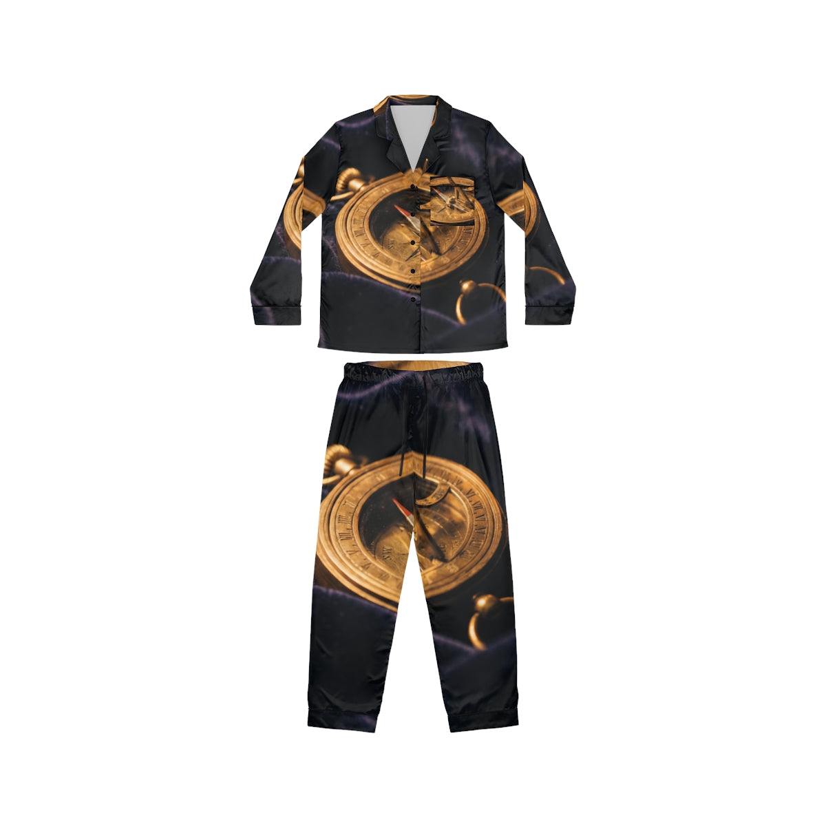 Women's Satin Pajamas Vintage Brass Sundial