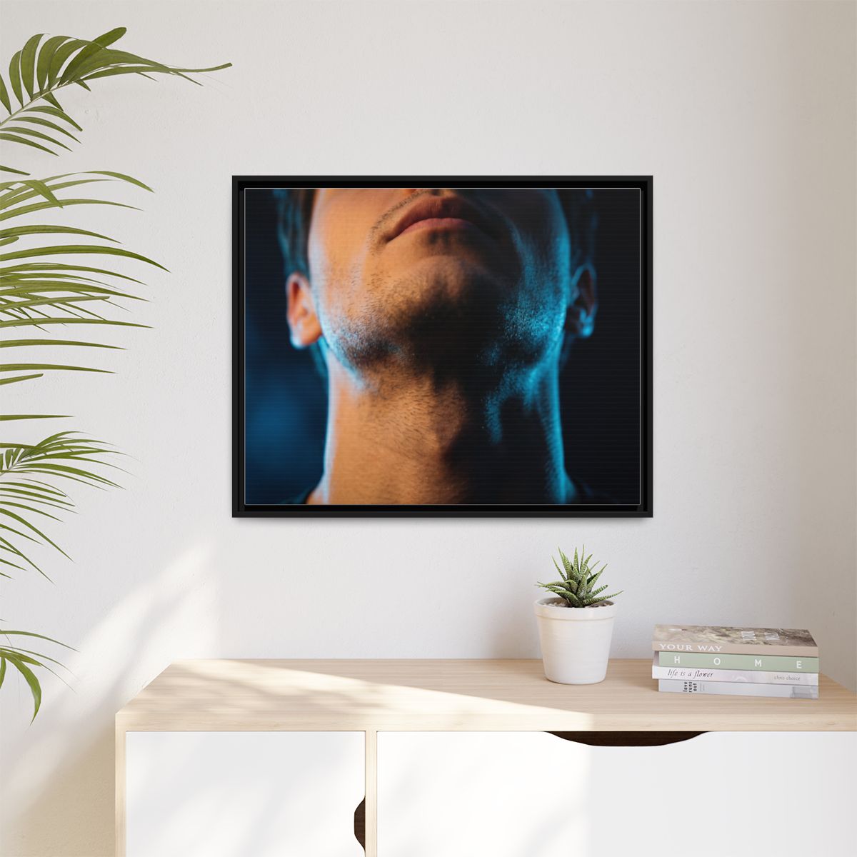 Matte Canvas, Framed - Neon Shadows Cinematic Portrait Art...