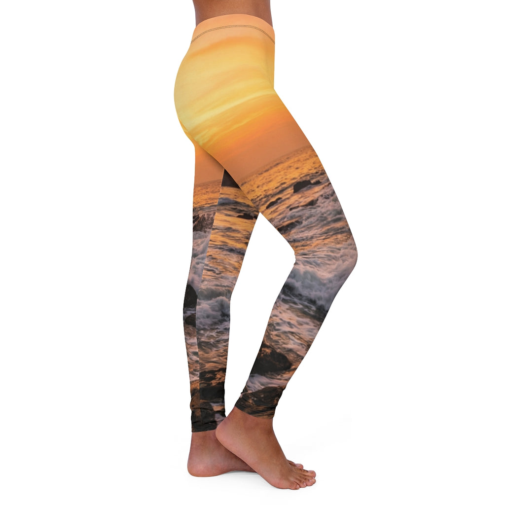 Spandex Leggings - Golden Hour Tides
