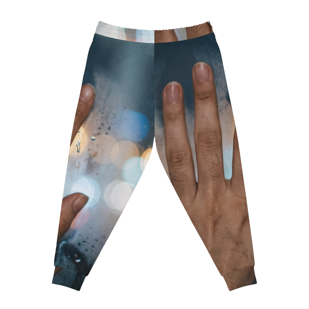 Men's Athletic Joggers Rainy City Window Art