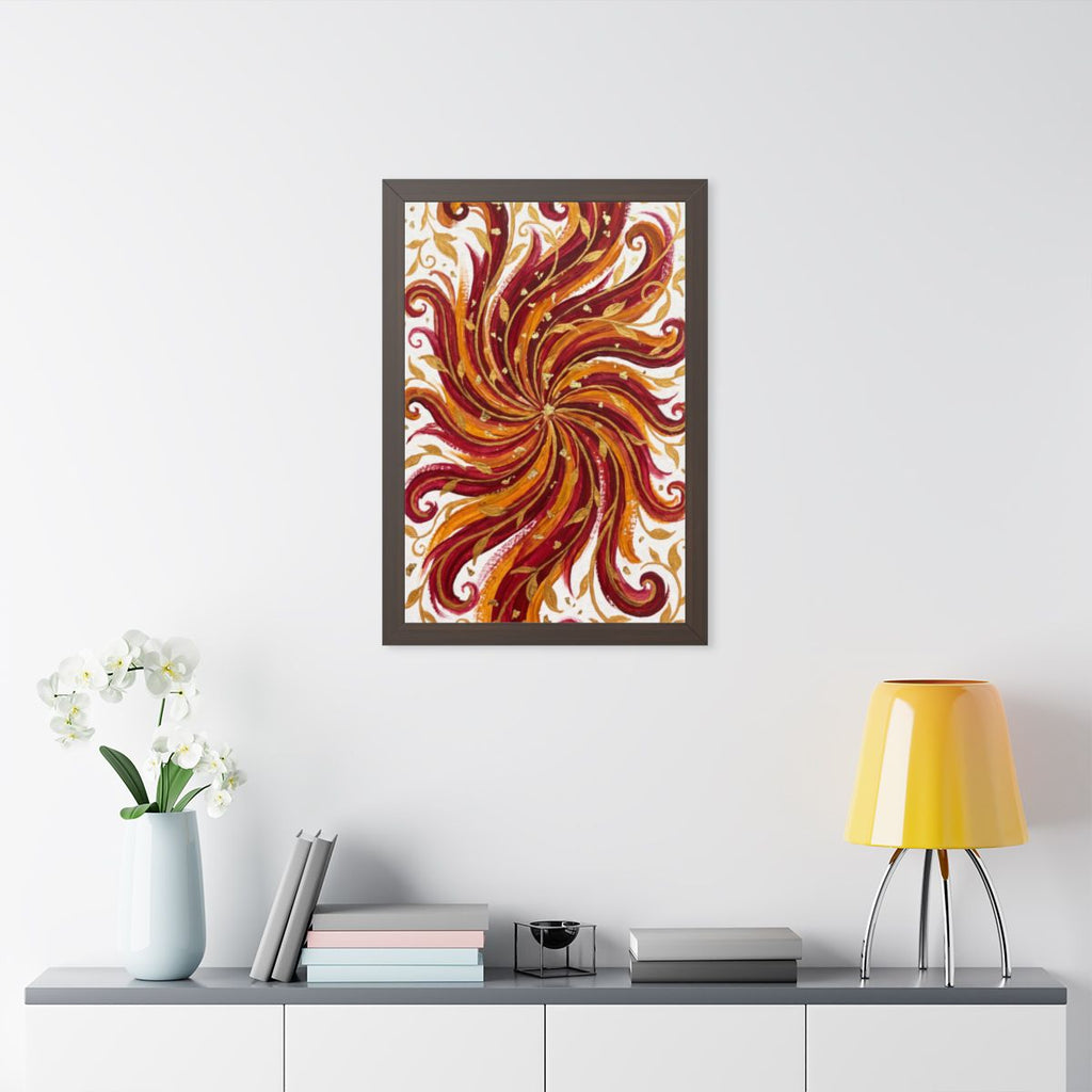 Framed Vertical Poster - Gilded Solstice Art — Walnut... |...