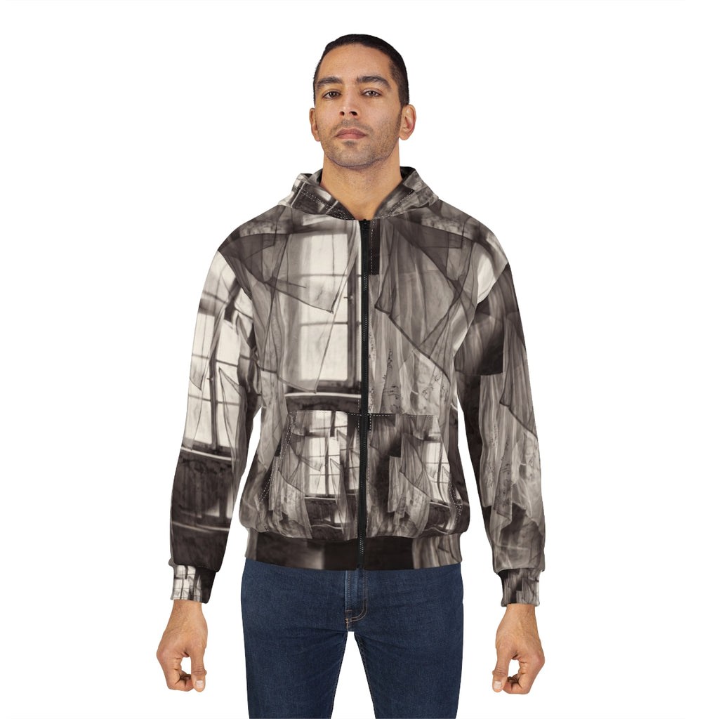 Men's Zip Hoodie - Spectral Veils | Echovira Gallery