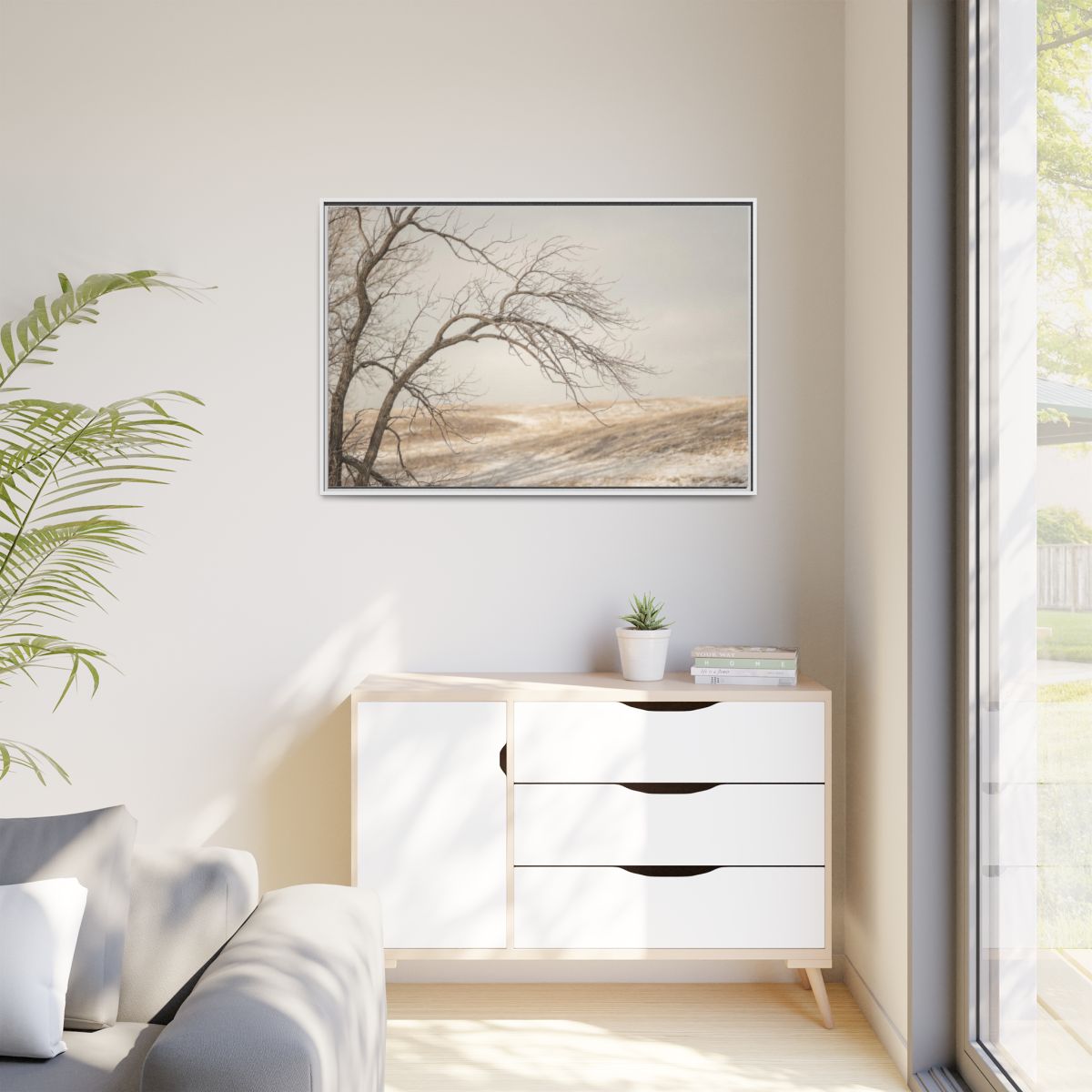 Matte Canvas, Framed - Winter Branch Solitude Landscape —......
