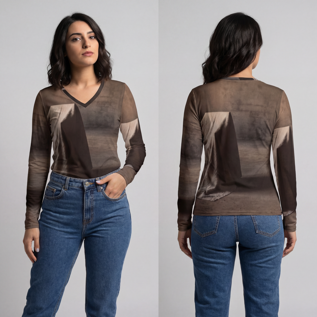 Women's Long Sleeve V-neck - Minimalist