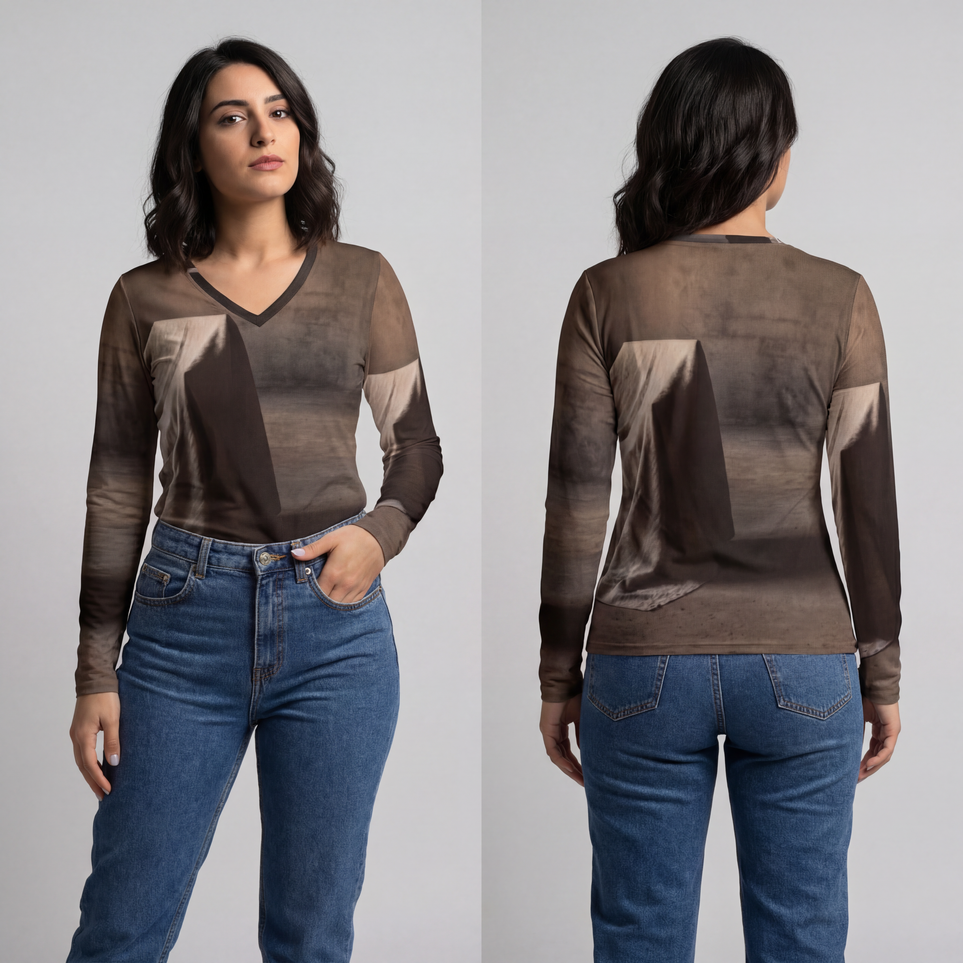 Women's Long Sleeve V-neck - Minimalist