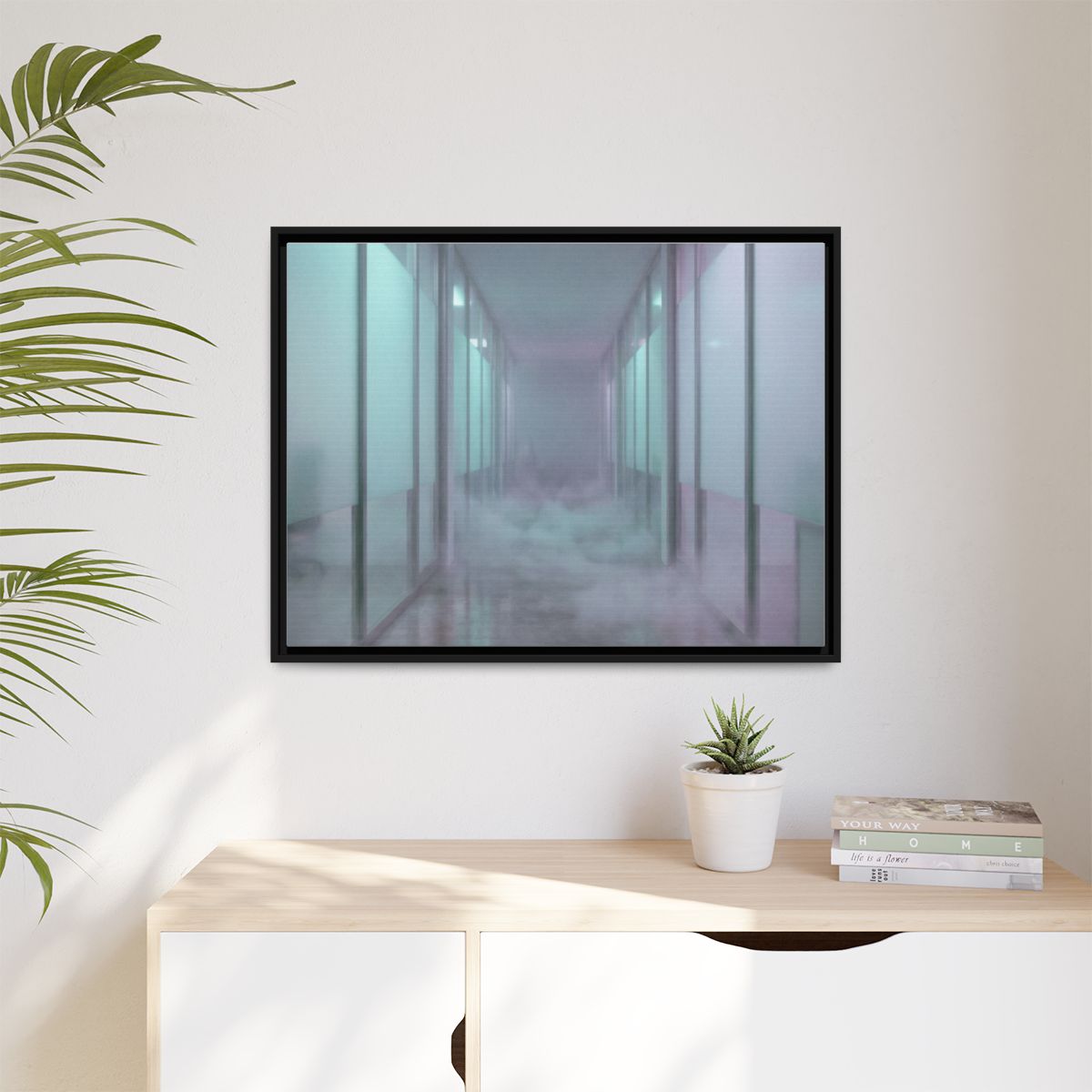 Matte Canvas, Framed - Liminal Corridor Fog Art Print —... |...