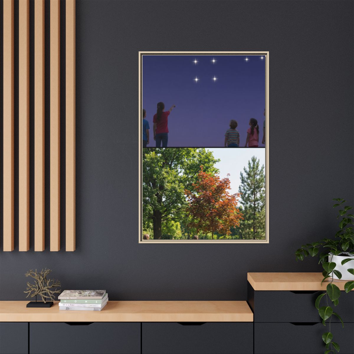 Matte Canvas, Framed - Stardust & Forest Discovery — Natural...