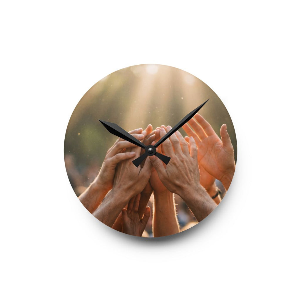 Acrylic Wall Clock - Golden Rays of Unity Wall Art |...