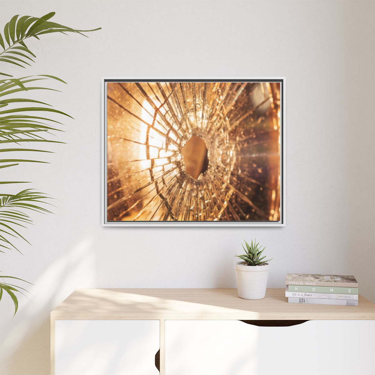 Matte Canvas, Framed - Golden Fractured Art — White / 1.25"...