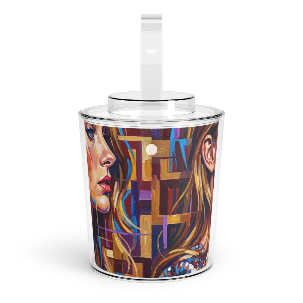 Ice Bucket with Tongs - Shattered Elegance | Echovira...