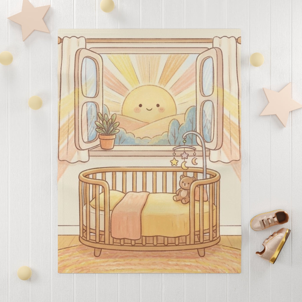 Soft Fleece Baby Blanket - Golden Sunshine Nursery Art Print...