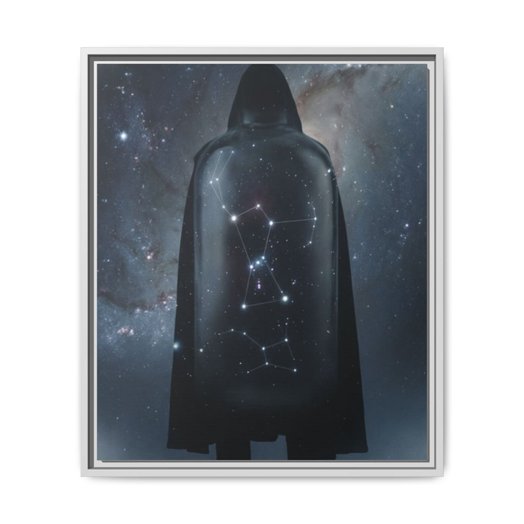 Framed Matte Canvas - Cosmic Sentinel — White / 1.25" (8×10, 9×12, 11×14, 12×16, 10×20, 12×18, 16×20, 16×24, 18×24, 12×36, 20×24, 16×32, 20×30, 24×30, 24×32, 16×48, 24×36, 24×48, 30×40, 20×60, 32×48, 30×60 & 40×60)