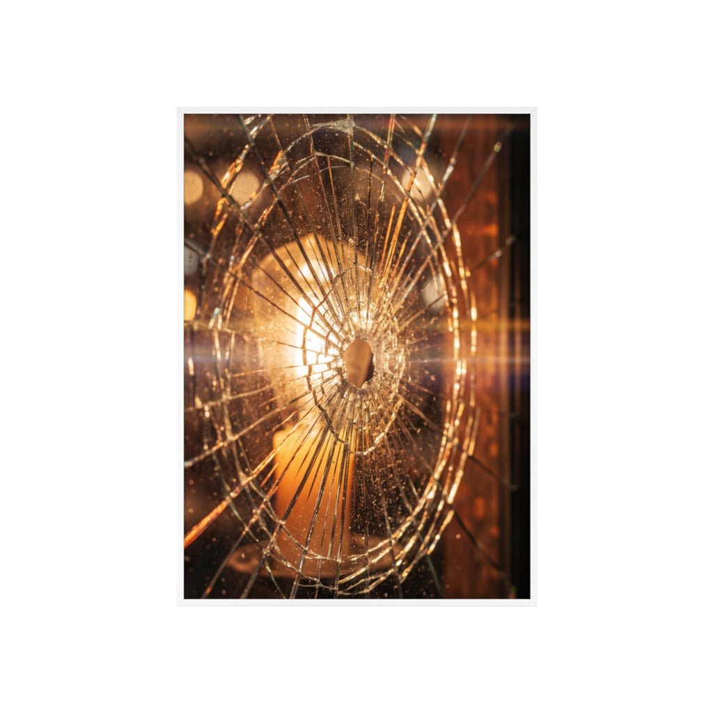 Posters with Wooden Frame - Golden Fractures Shattered Glass Art — Portrait (8.3×11.7, 12×16, 11.7×16.5, 16×20 & 20×28)
