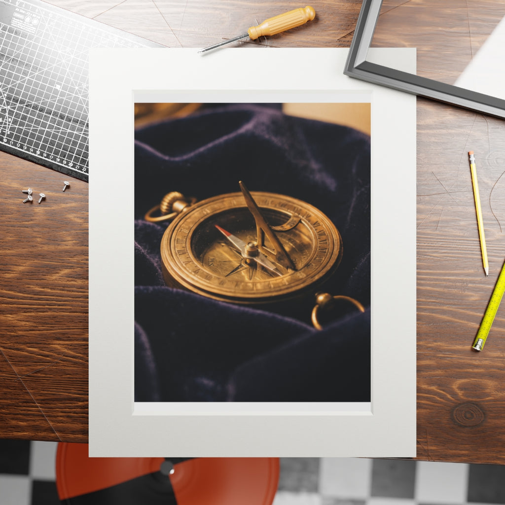 Vintage Brass Sundial Compass Art Portrait Print