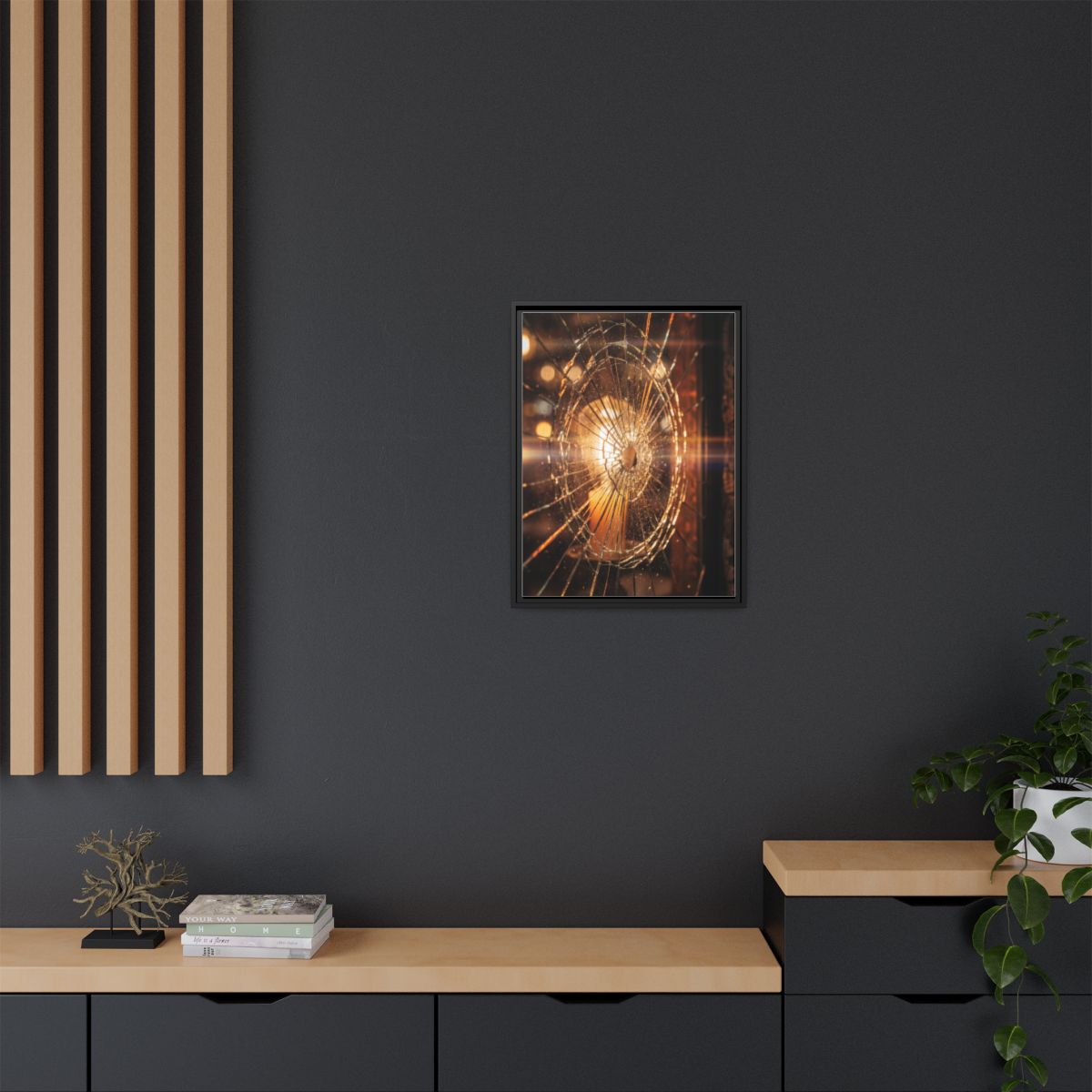 Framed Matte Canvas - Shattered Glass — Black / 1.25"