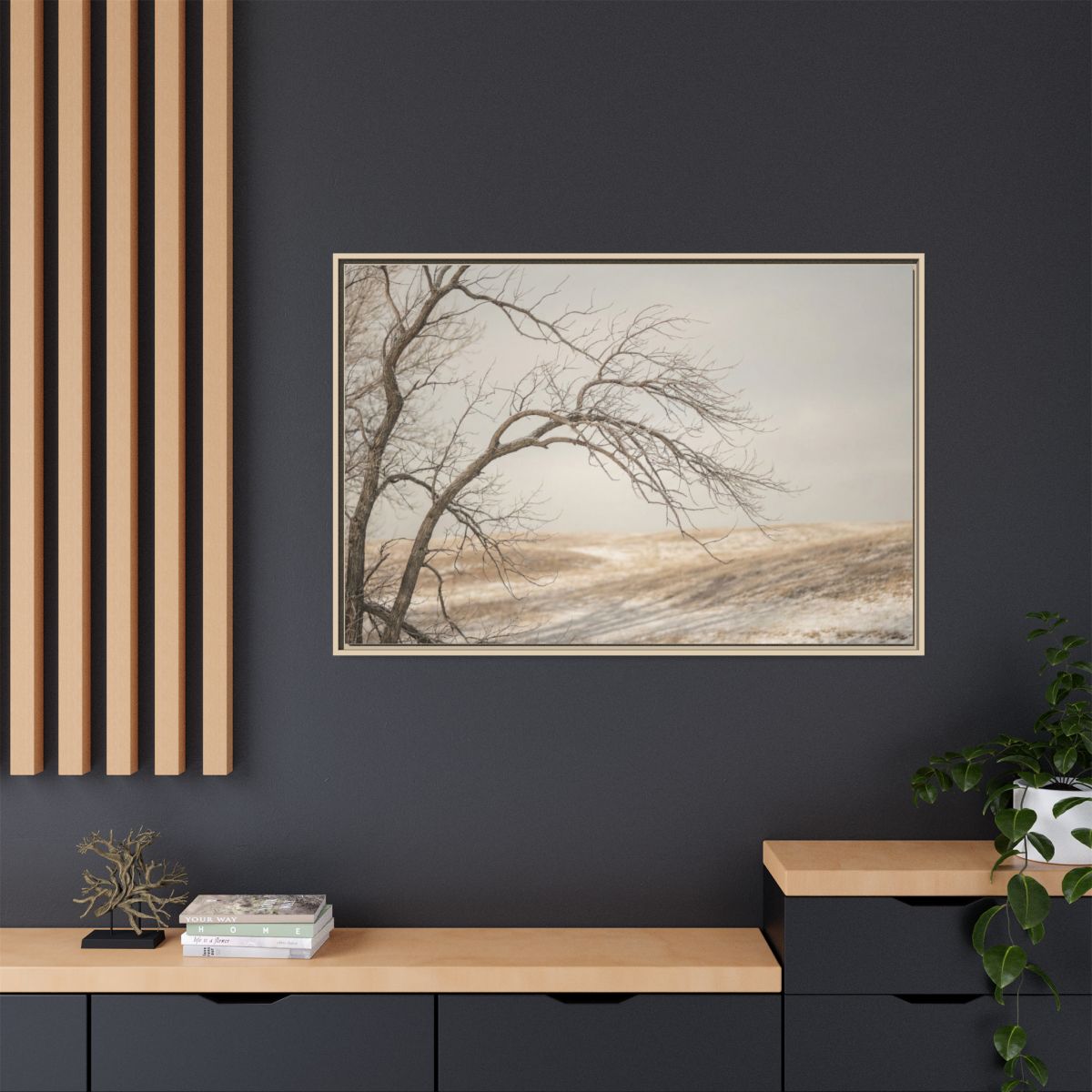 Matte Canvas, Framed - Winter Branch Solitude Landscape —......