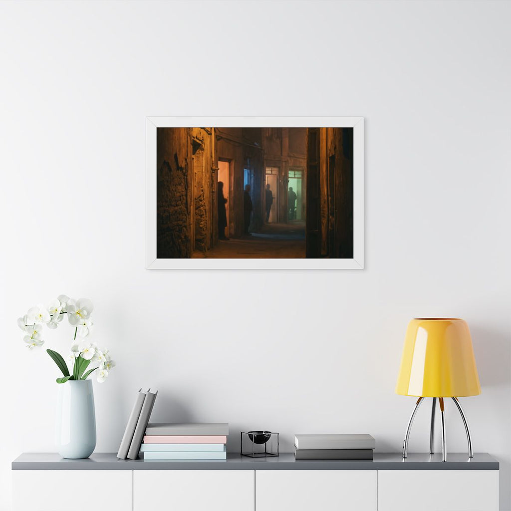 Framed Horizontal Poster - Shadowed Alleyway Mystery Art......