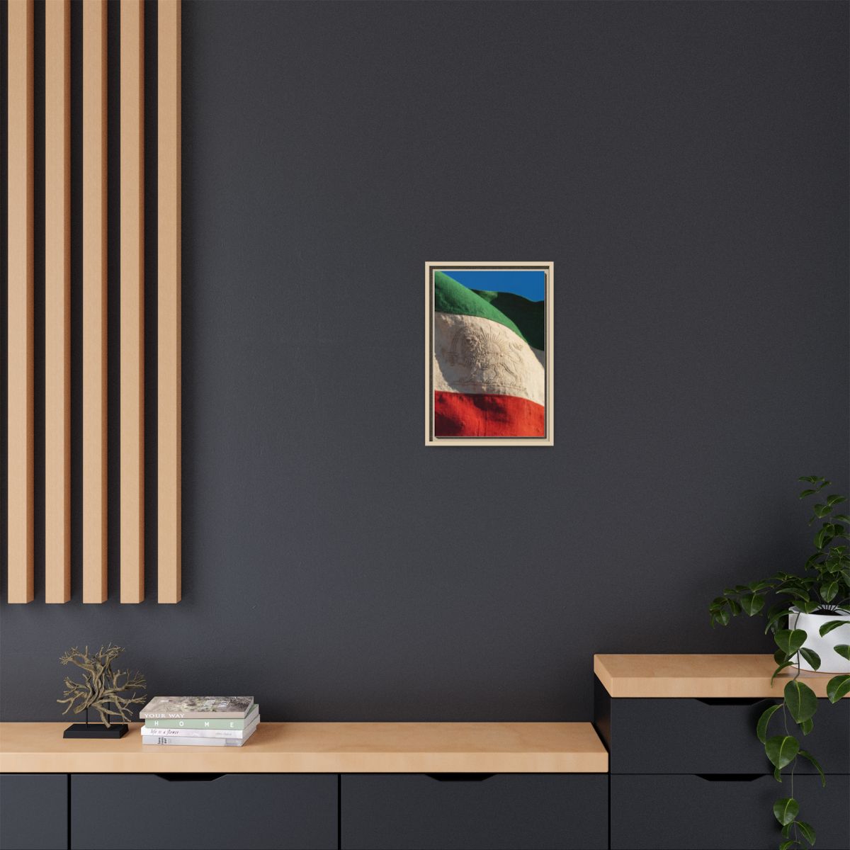 Framed Canvas Art - Distressed Flag — Natural / 1.25"