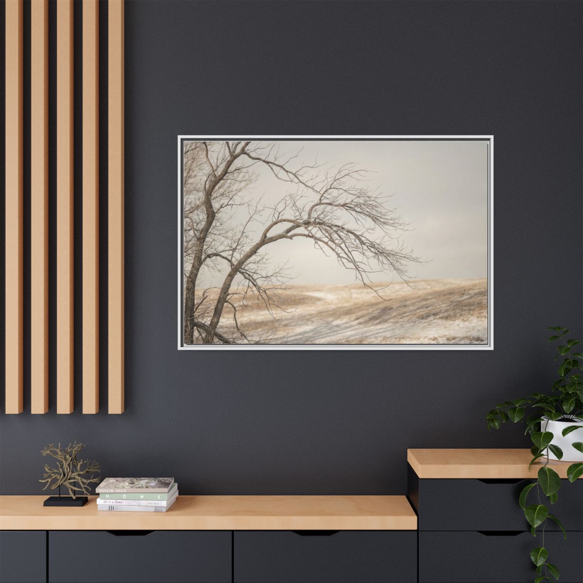 Matte Canvas, Framed - Winter Branch Solitude Landscape —......