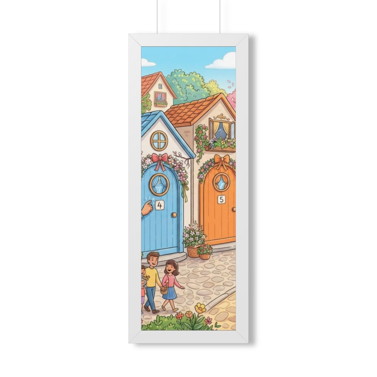 Framed Vertical Poster - Storybook Lane Gateway — White... |...