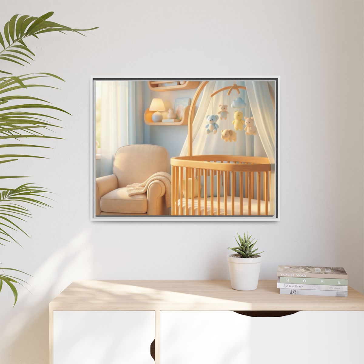 Matte Canvas, Framed - Dreamy Serene Nursery Art — White /...