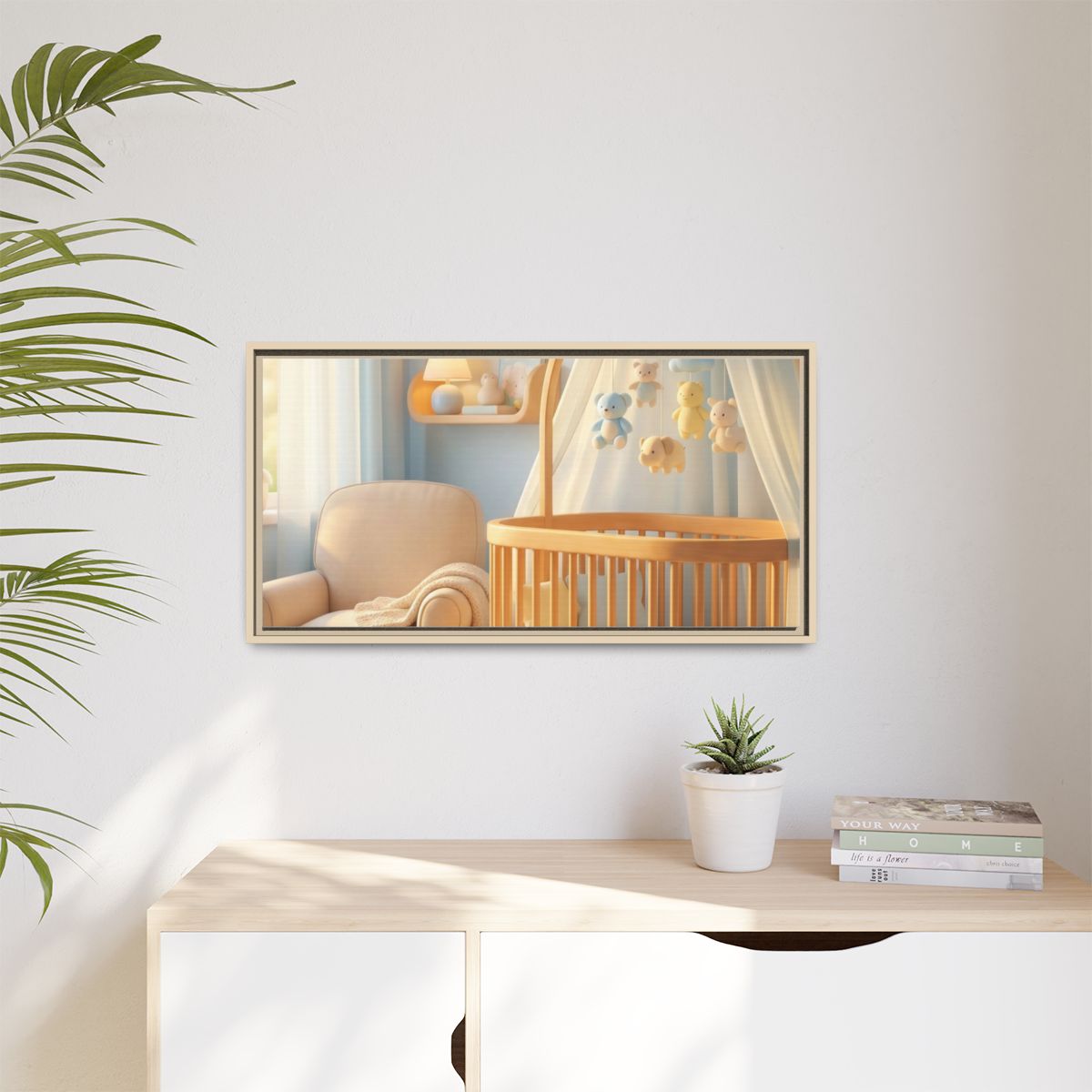 Matte Canvas, Framed - Dreamy Serene Nursery Art — Natural /...