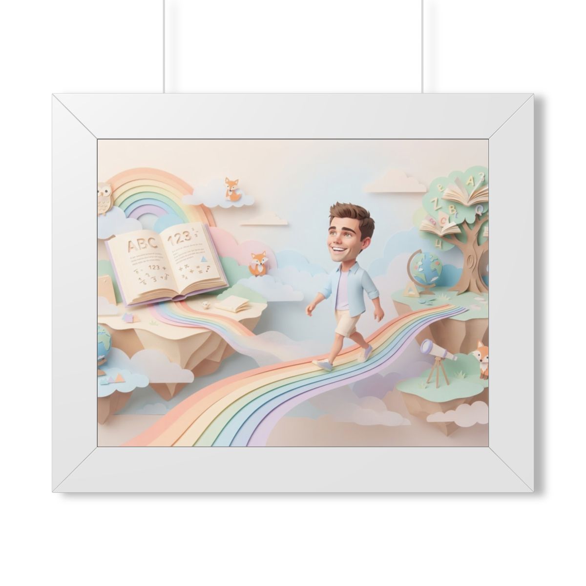 Framed Horizontal Poster - Rainbow Odyssey — White (14×11......