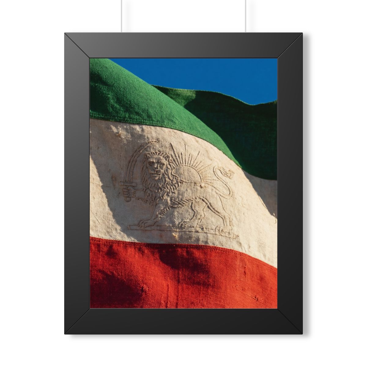 Framed Vertical Poster - Vintage Persian Lion and Sun Flag...
