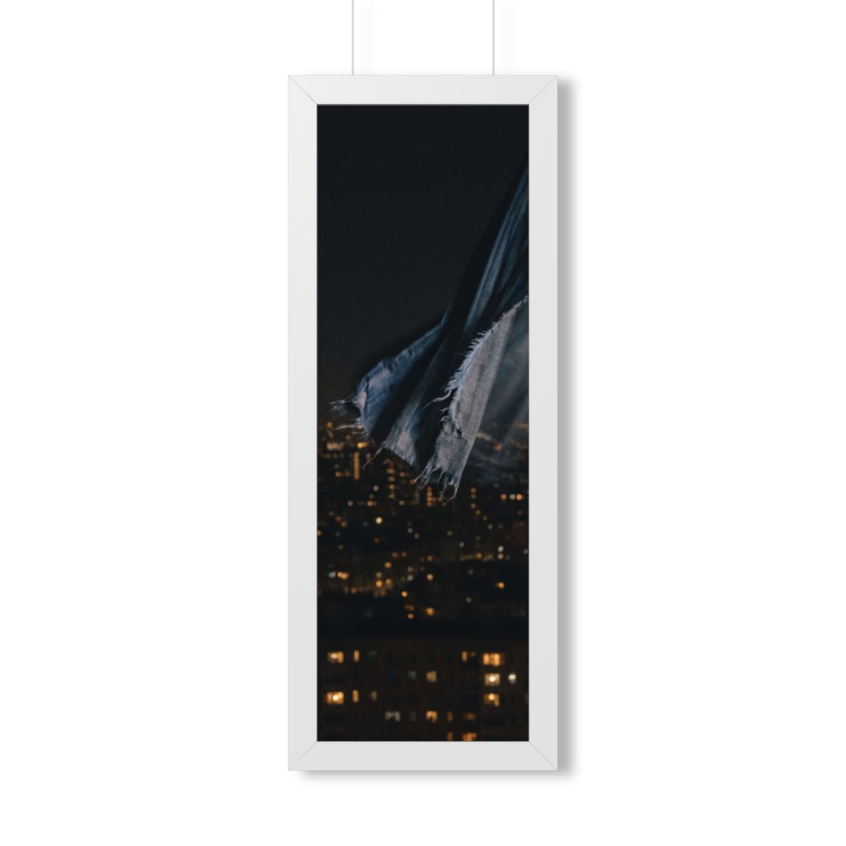 Framed Vertical Poster - City Lights Nocturne — White... |...