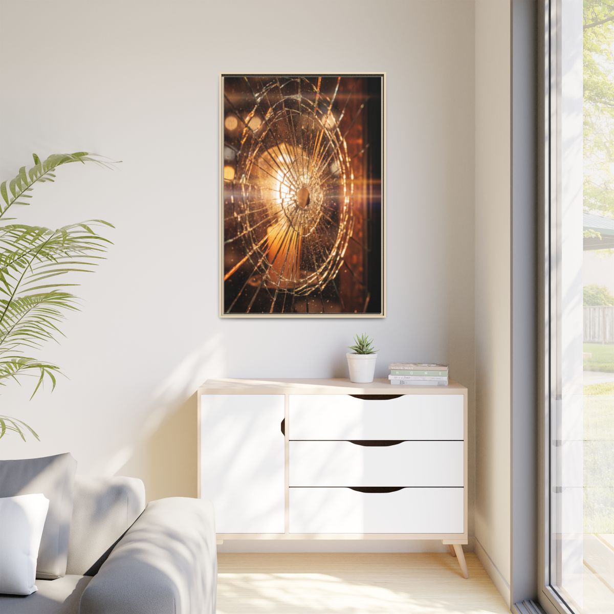 Matte Canvas, Framed - Golden Fractured Art — Natural /... |...