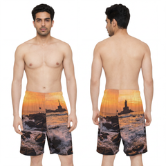 Men's Sports Shorts - Golden Shore Horizon | Echovira...