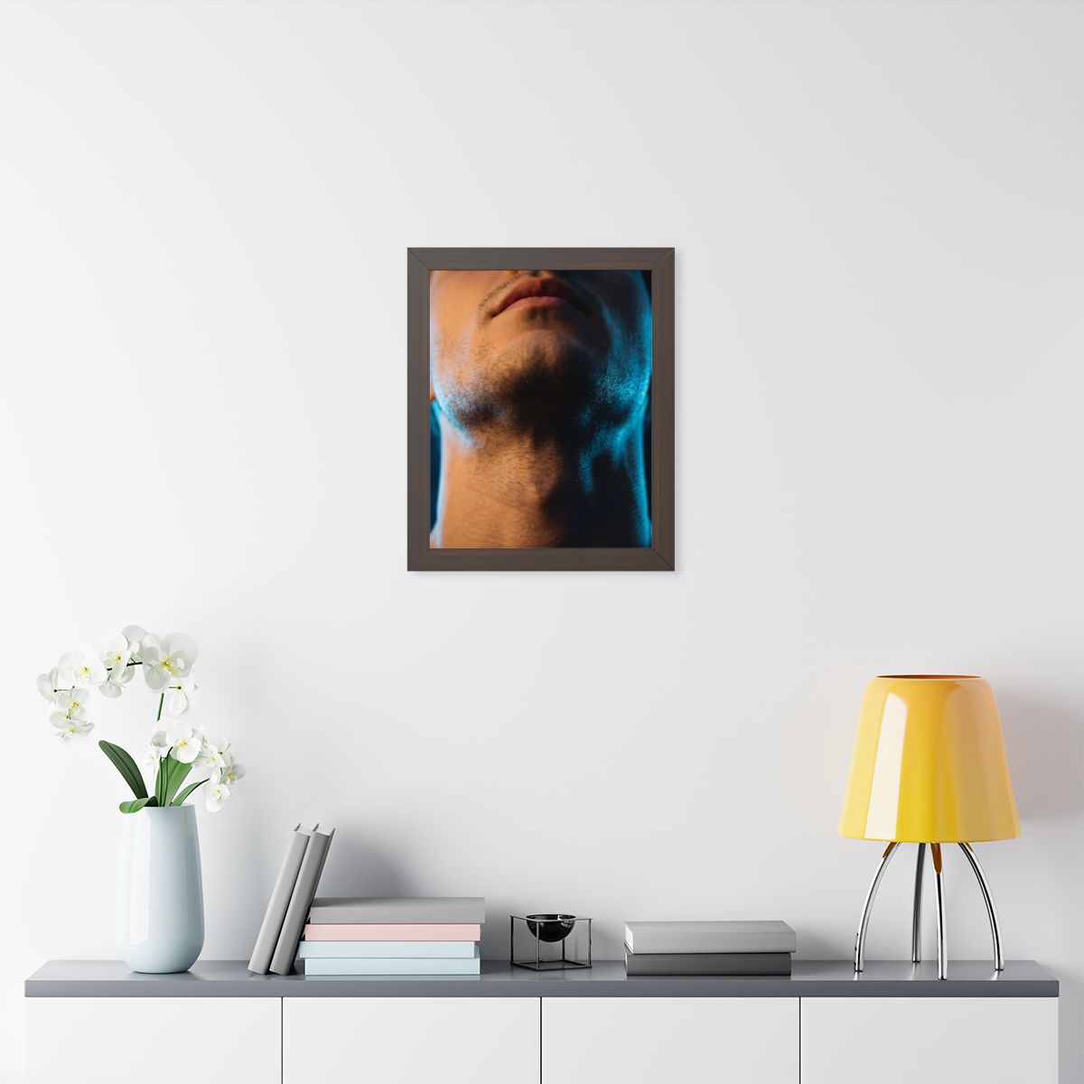 Framed Vertical Poster - Neon Horizon Portrait — Walnut... |...