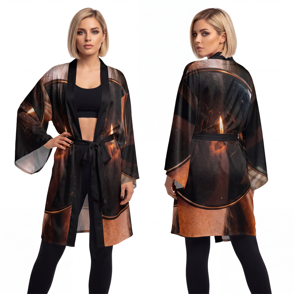Long Sleeve Kimono Robe - Ignited Visions | Echovira Gallery