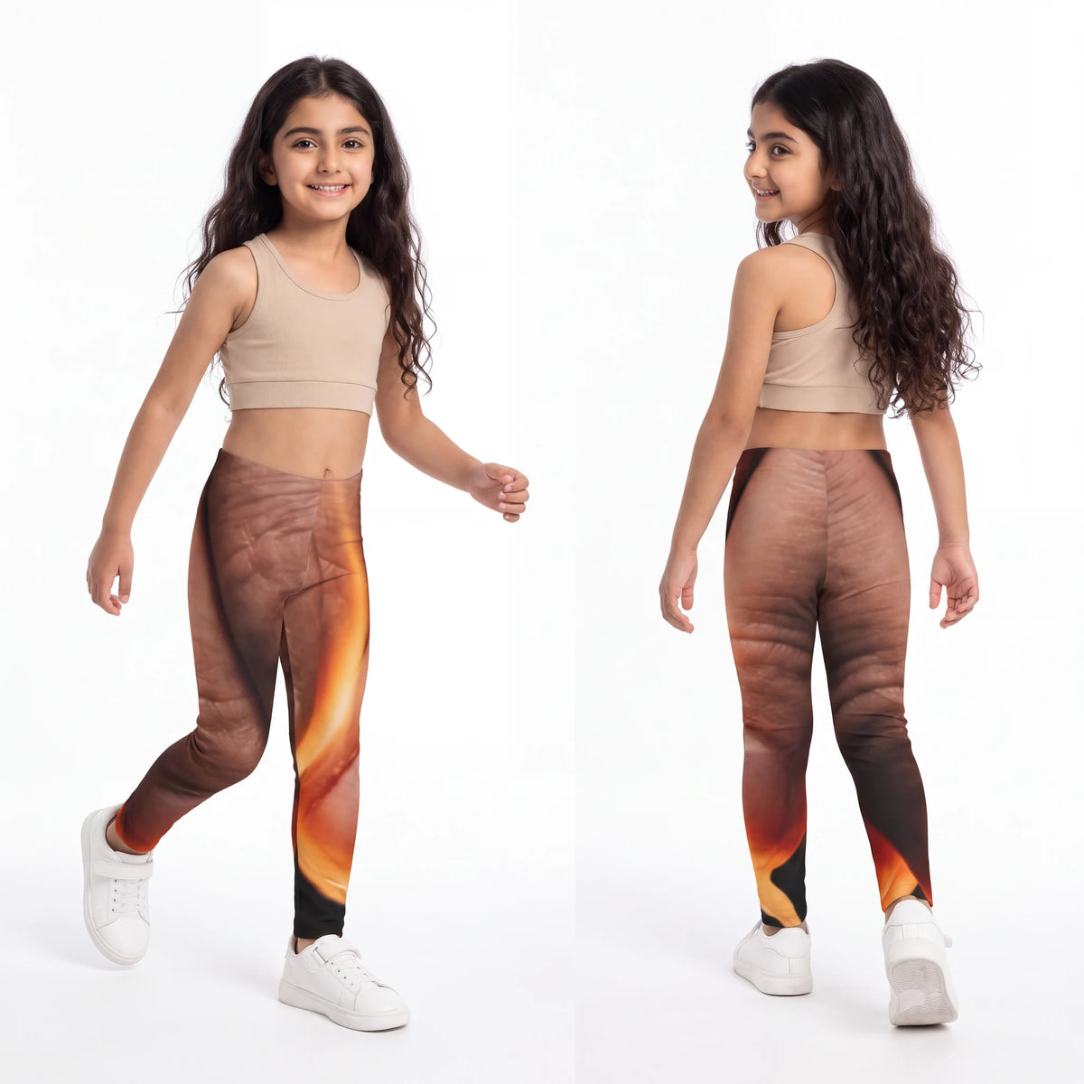 Kids Leggings with Candle Flame Art