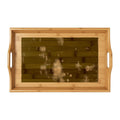 Bamboo Serving Tray - Amber & Indigo Textured Abstract Art |...