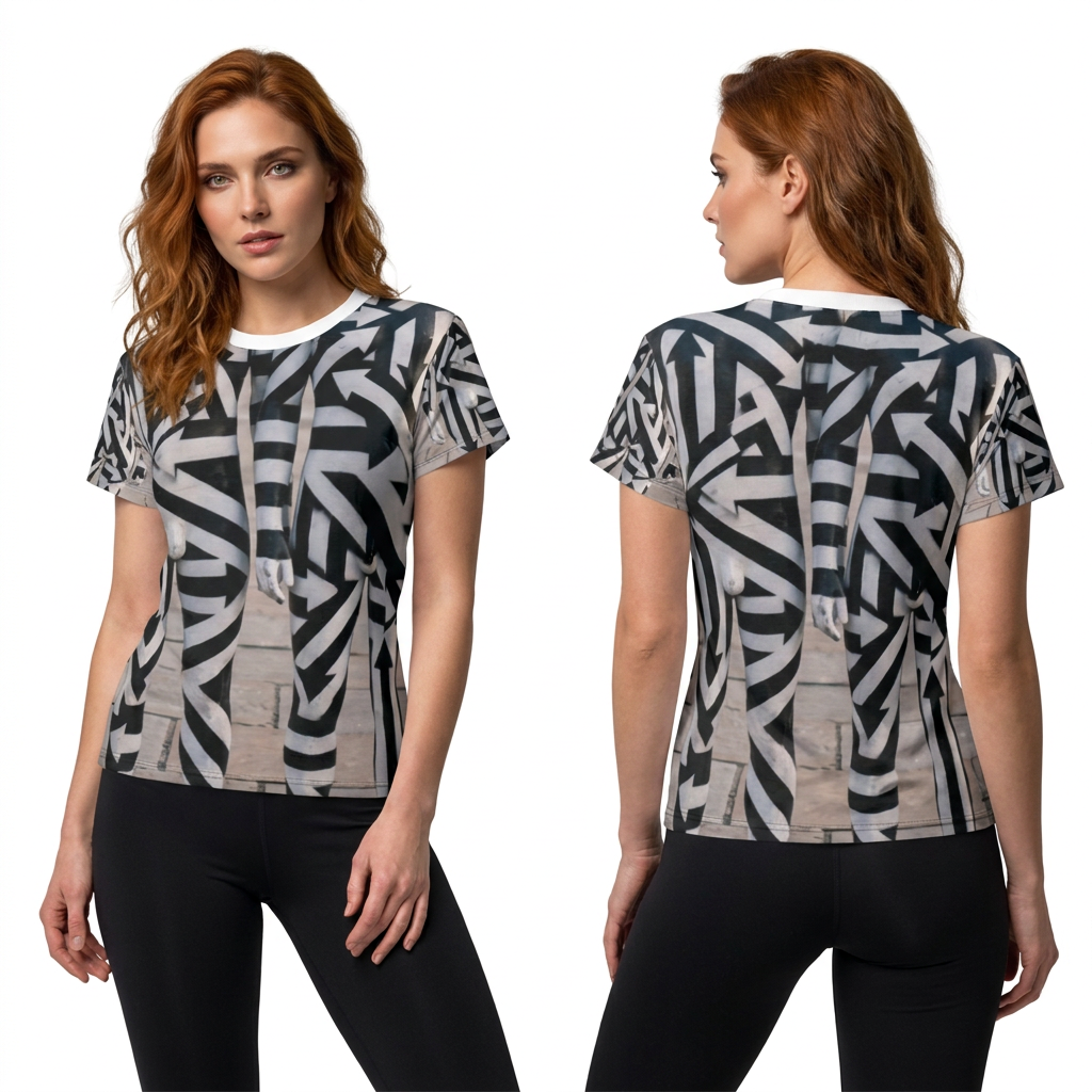 Women's Cut & Sew Tee Geometric Human Art